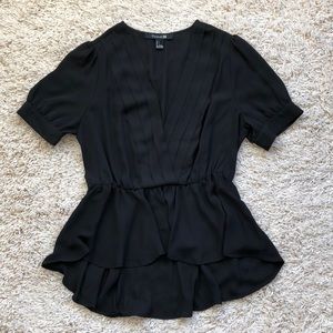 Forever 21 Black Blouse Hi Lo Hem